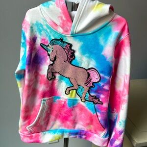 Lola + the Boys tie dye unicorn hoodie